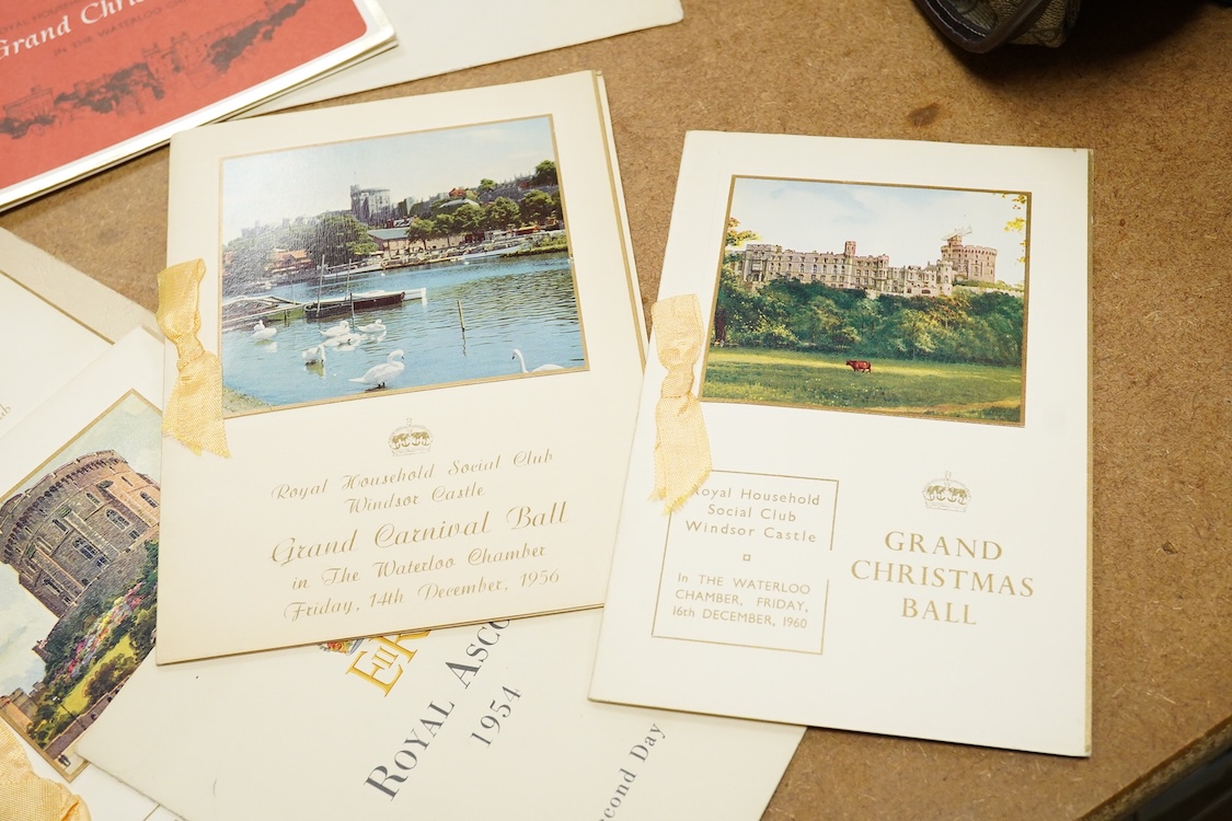 An extensive collection of signed programmes, primarily from 1950s Royal related events with a connection to Windsor Castle, the events include Royal Balls, concerts, Royal Ascot, etc., and containing autographs from pop